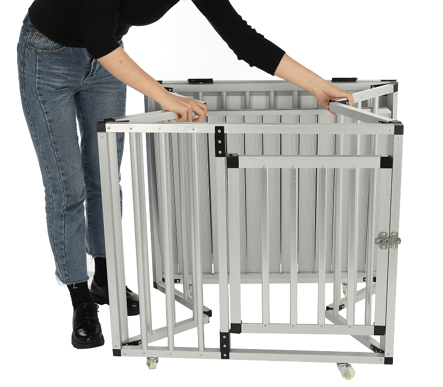 Aluminum MDF Board folding dog cage